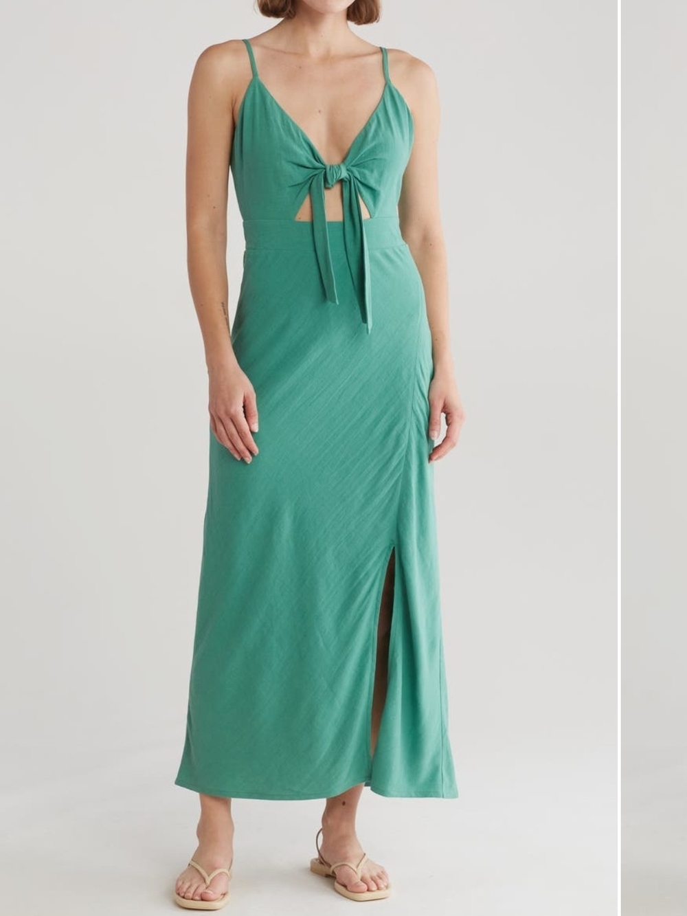 Splendid Teal Tie-Front Maxi Dress